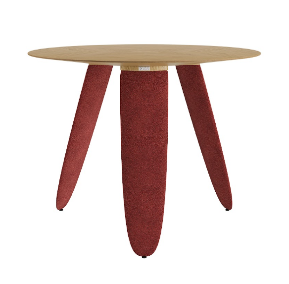 Стол обеденный LVK- Rino диаметр 100 дуб маркетри/ Node 09