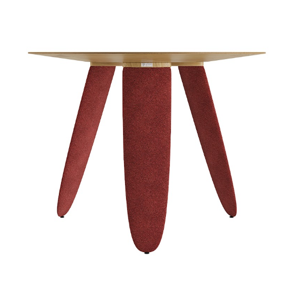 Стол обеденный LVK- Rino диаметр 100 дуб маркетри/ Node 09