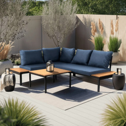 Комплект модульной садовой мебели Siesta Норман 2 дивана + 1 стол (темно-синий)
