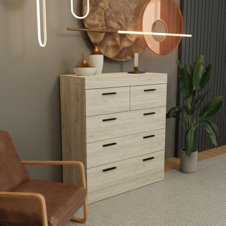 Комод на 5 шухляд EVR- Соната-3 крафт белый