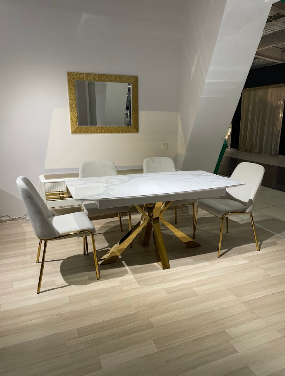 Стол модерн EXI- Barselona (Барселона) белая глянцевая керамика