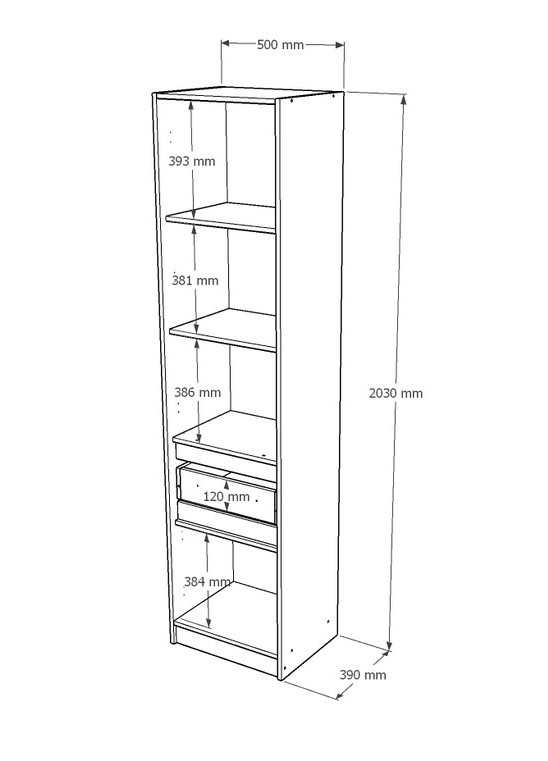 Пенал закрытый EVR- Стайл-500 белый + фасад бетон
