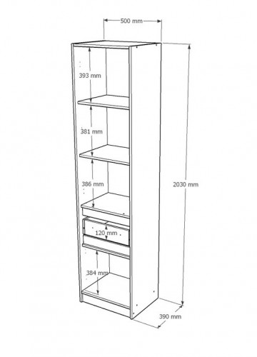 Пенал закрытый EVR- Стайл-500 белый + фасад бетон