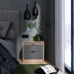 Тумба прикроватная EVR- Сити-450 дуб Сонома + фасад графит