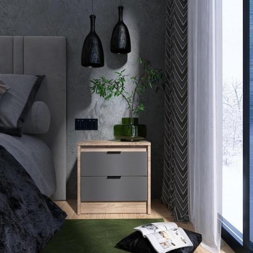 Тумба прикроватная EVR- Сити-450 дуб Сонома + фасад графит