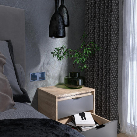 Тумба прикроватная EVR- Сити-450 дуб Сонома + фасад графит