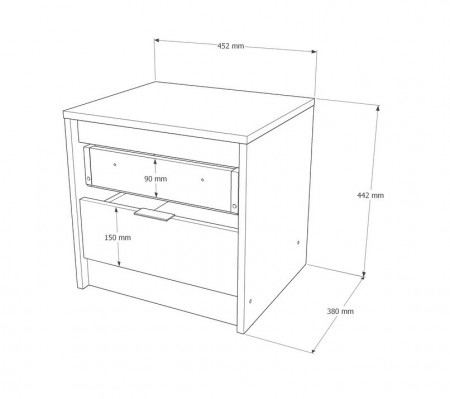 Тумба прикроватная EVR- Сити-450 дуб Сонома + фасад графит