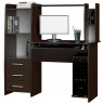 Стол компьютерный с надстройкой EVR- Лира венге темный