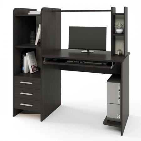 Стол компьютерный с надстройкой EVR- Лира венге темный