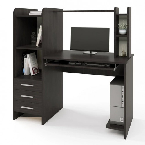 Стол компьютерный с надстройкой EVR- Лира венге темный