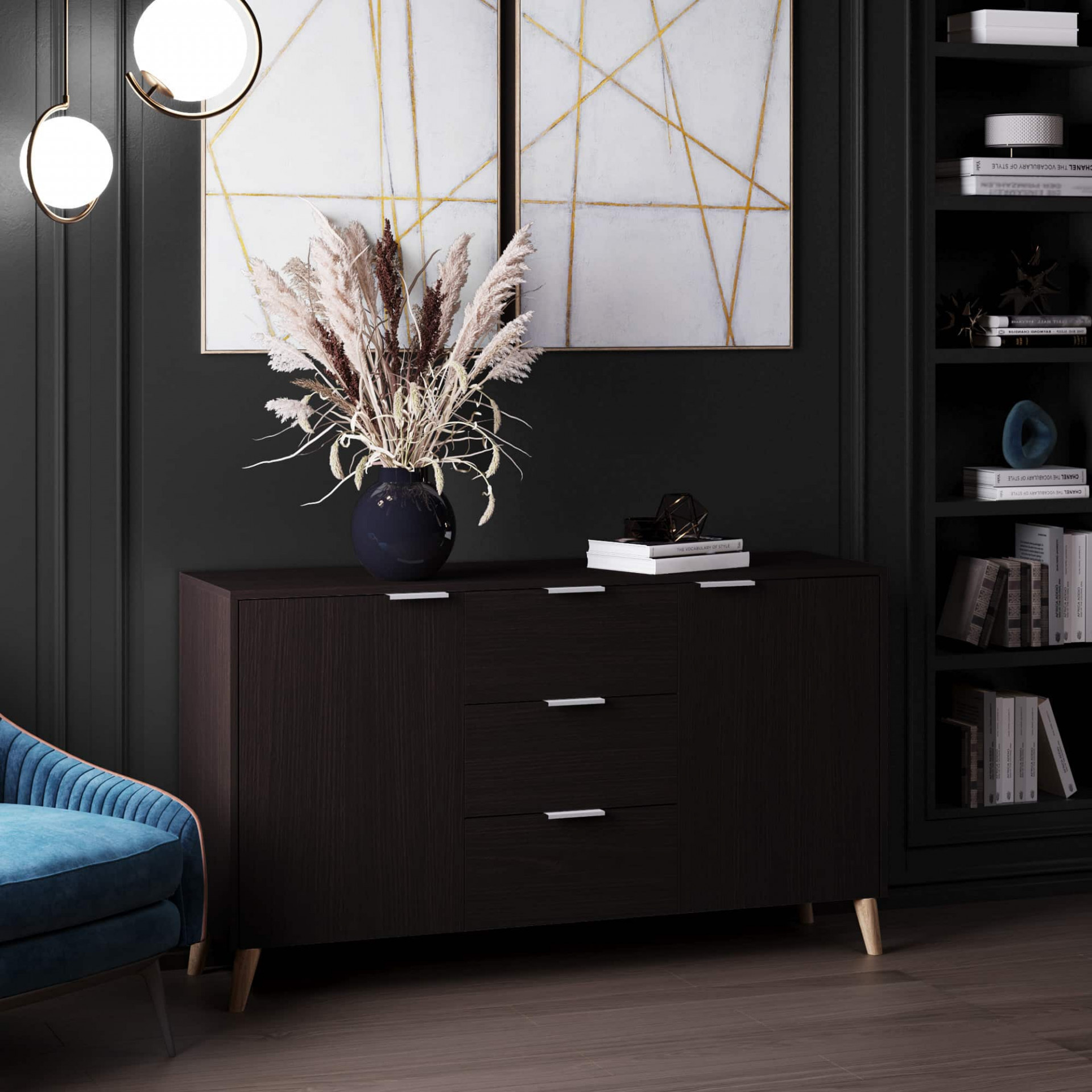 Комод с ящиками и тумбами 80х139х40 см KOD- КМ-14 Хюгге