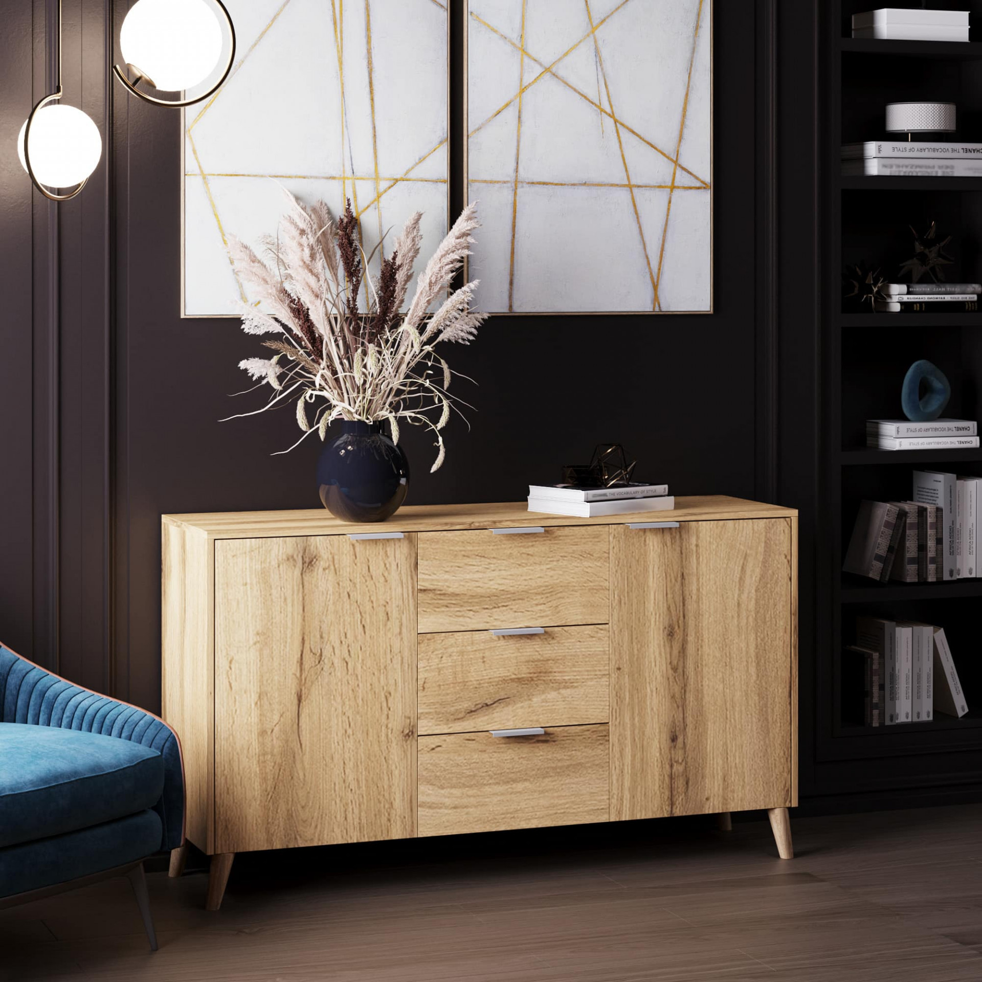 Комод с ящиками и тумбами 80х139х40 см KOD- КМ-14 Хюгге