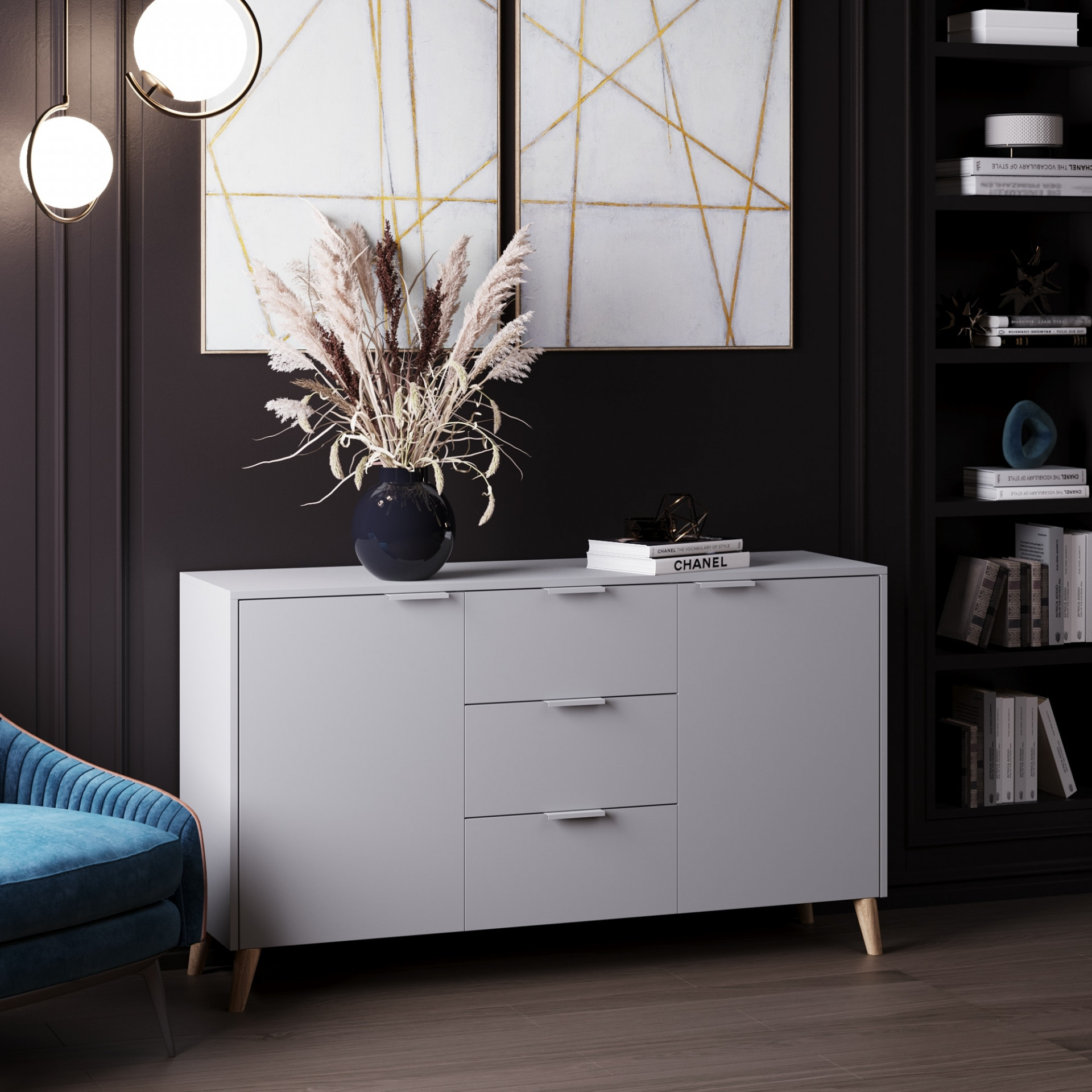 Комод с ящиками и тумбами 80х139х40 см KOD- КМ-14 Хюгге