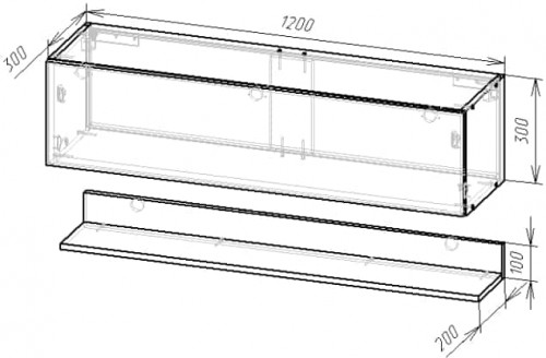 Полка навесная для книг KOD- ПК-11 Ейр