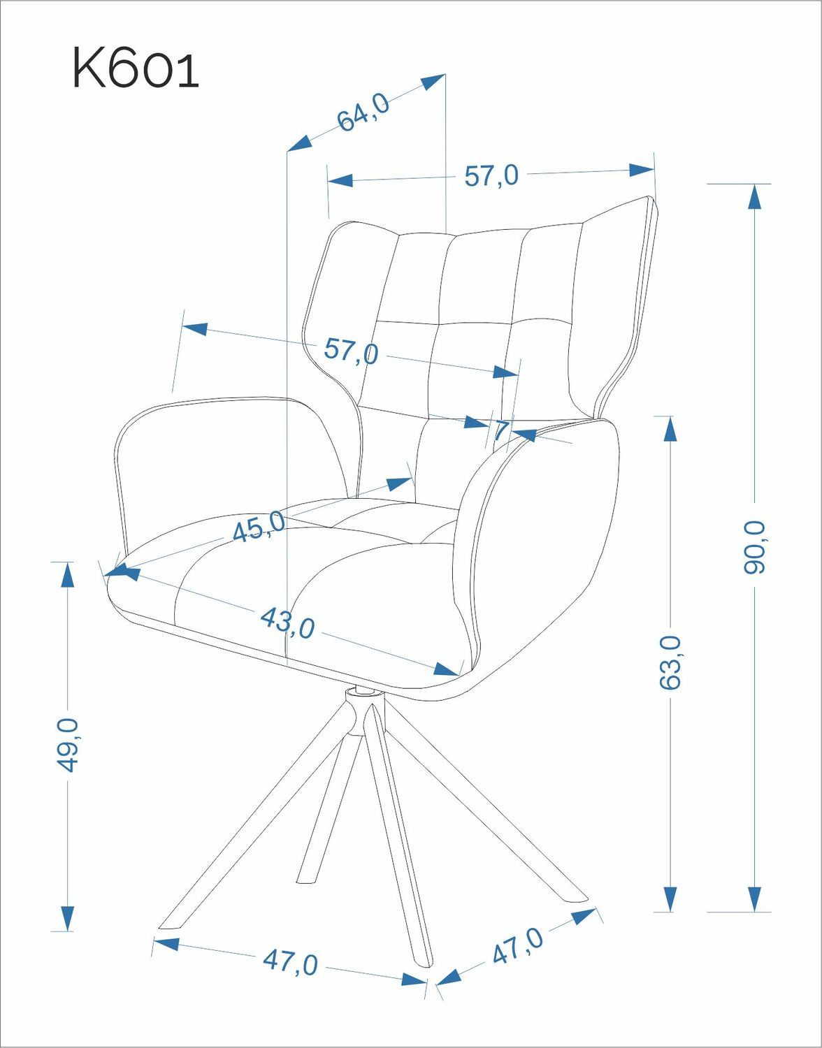 Стул поворотный HALMAR K-601 пепельный/чёрный