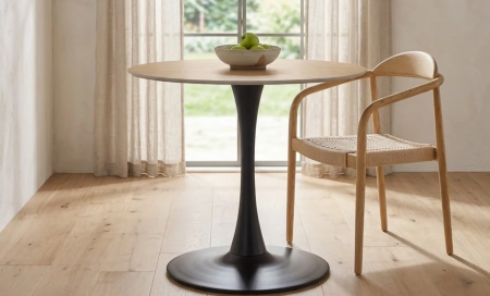 Стол обеденный CRV- "OLSEN" Wooden top Black base Metal base, sintered stone top