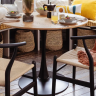 Стол обеденный CRV- "OLSEN" Wooden top Black base Metal base, sintered stone top