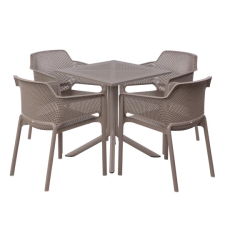 Комплект Nardi DEI- стол Clipx 70 см + 4 кресла Net, tortora
