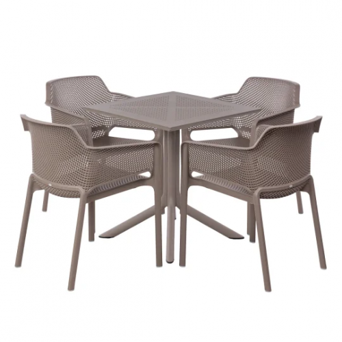 Комплект Nardi DEI- стол Clipx 70 см + 4 кресла Net, tortora
