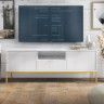 Тумба под телевизор Perfect Home Новая/Nova 1-дверная с 2 ящиками, золотые ножки RTV154 Белый