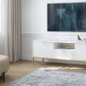Тумба под телевизор Perfect Home Новая/Nova 1-дверная с 2 ящиками, золотые ножки RTV154 Белый