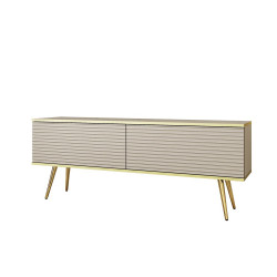 Тумба под ТВ Perfect Home Оро / Oro RTV135 MDF 2-дверная с золотыми ножками Бежевый