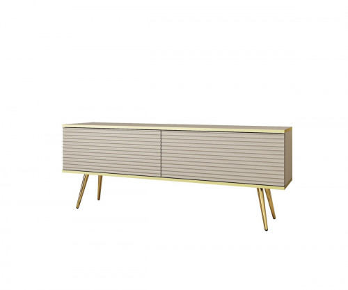 Тумба под ТВ Perfect Home Оро / Oro RTV135 MDF 2-дверная с золотыми ножками Бежевый