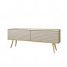 Тумба под ТВ Perfect Home Оро / Oro RTV135 MDF 2-дверная с золотыми ножками Бежевый