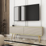 Тумба под ТВ Perfect Home Оро / Oro RTV135 MDF 2-дверная с золотыми ножками Бежевый