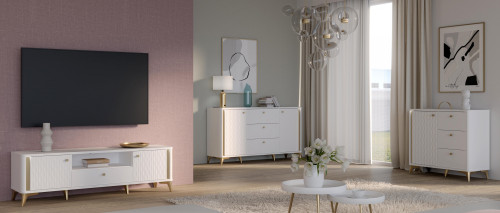 Комод Forte FORREST HILLS FTHK232B белый-золото