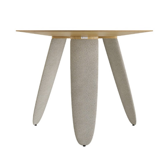 Стол обеденный LVK- Rino диаметр 100 дуб маркетри/ Node 07