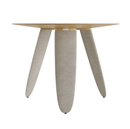 Стол обеденный LVK- Rino диаметр 100 дуб маркетри/ Node 07