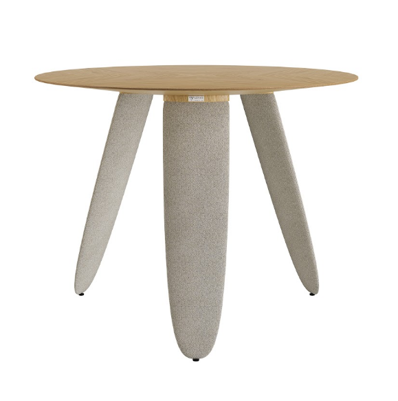 Стол обеденный LVK- Rino диаметр 100 дуб маркетри/ Node 07