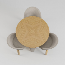 Стол обеденный LVK- Rino диаметр 100 дуб маркетри/ Node 07