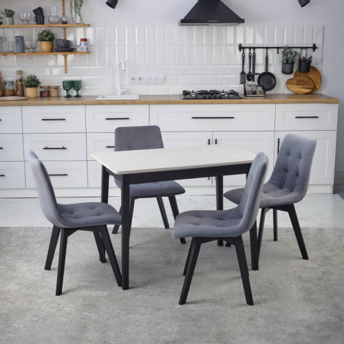 Комплект кухонной мебели Ont- Антонио 100 Серо-бежевый+ 4 Стула Дарио серые