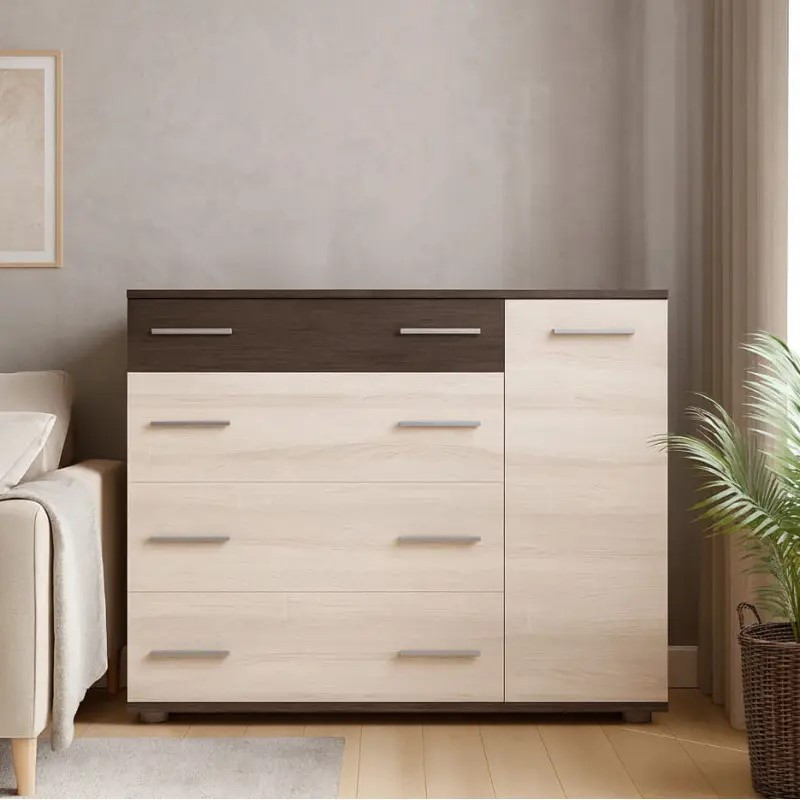 Комод для спальни EVR- К-3 (телескопы) венге + фасад дуб молочный