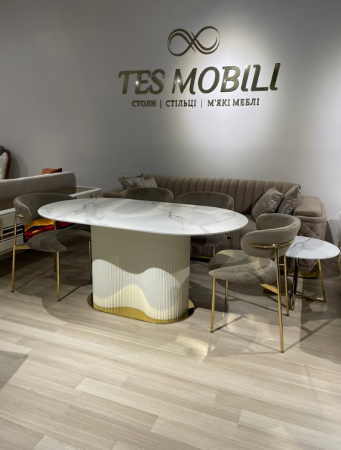 Стол модерн EXI- Стіл  AMALIA-G (Амалия) белый мрамор глянец керамика 