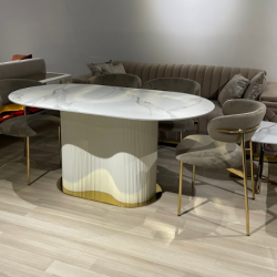 Стол модерн EXI- Стіл  AMALIA-G (Амалия) белый мрамор глянец керамика 