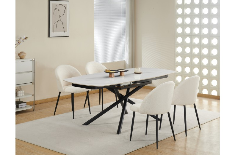 Стол обеденный BIO- Гатвик (черный/ керамика белый)