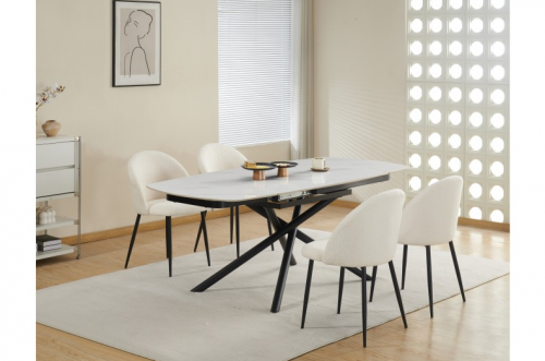 Стол обеденный BIO- Гатвик (черный/ керамика белый)