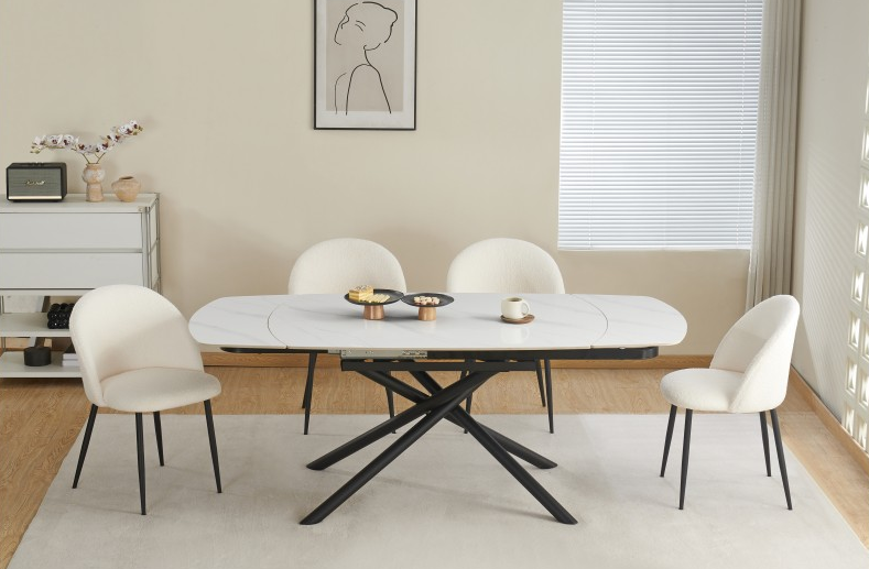 Стол обеденный BIO- Гатвик (черный/ керамика белый)