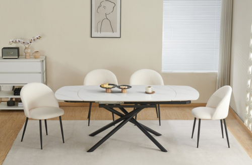 Стол обеденный BIO- Гатвик (черный/ керамика белый)