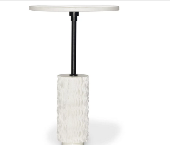 Стол журнальный d-35 см CRV- Tilt, White banswara marble (белый) 1