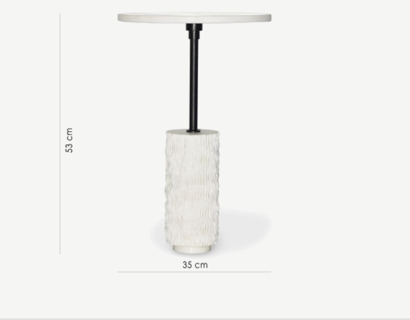 Стол журнальный d-35 см CRV- Tilt, White banswara marble (белый) 1