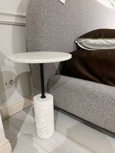 Стол журнальный d-35 см CRV- Tilt, White banswara marble (белый)