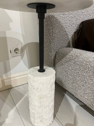 Стол журнальный d-35 см CRV- Tilt, White banswara marble (белый)