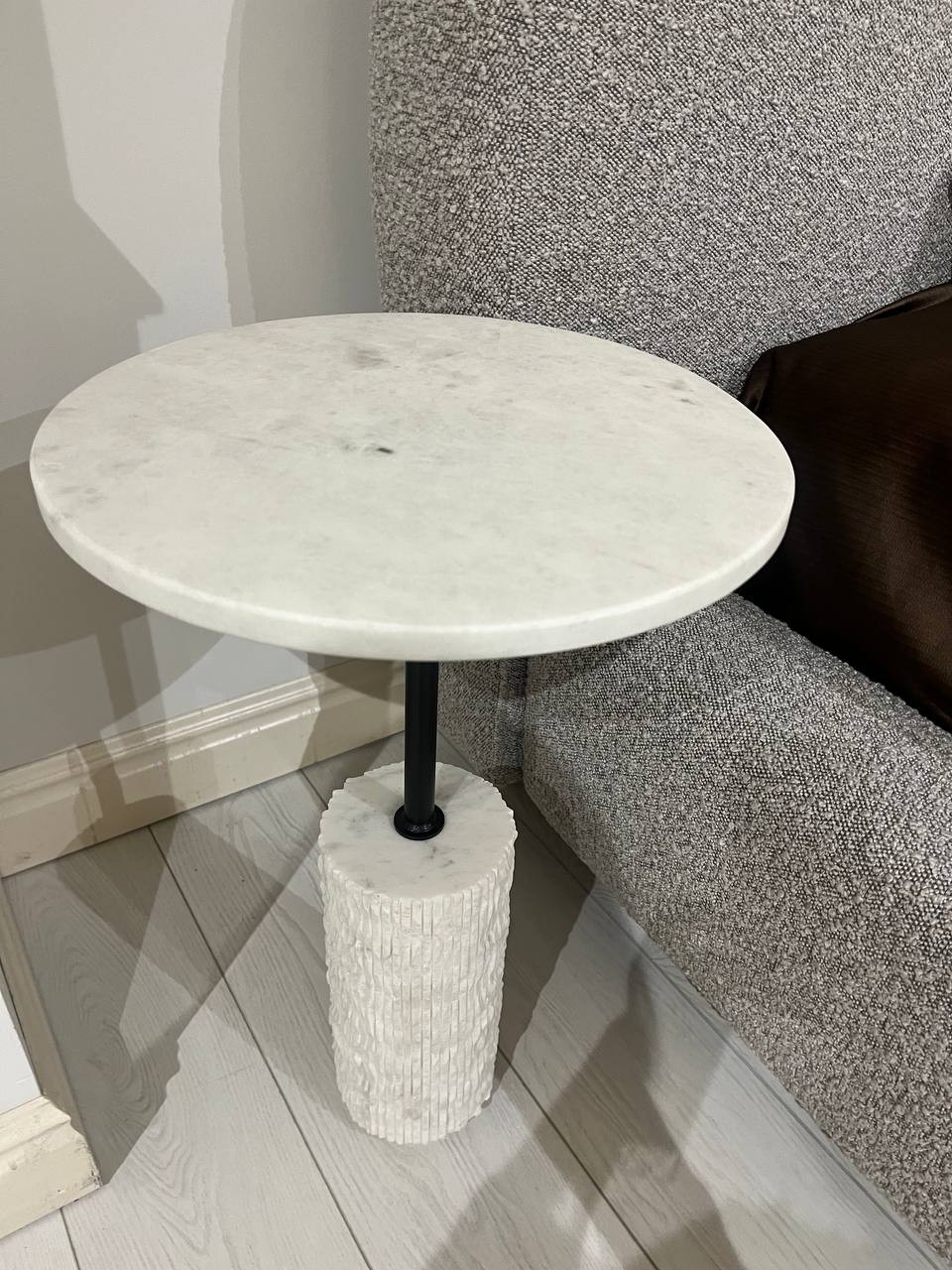Стол журнальный d-35 см CRV- Tilt, White banswara marble (белый)