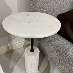 Стол журнальный d-35 см CRV- Tilt, White banswara marble (белый)