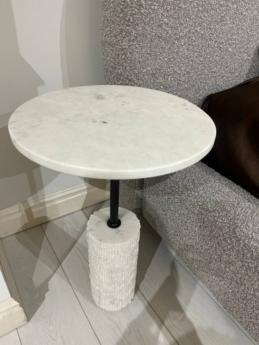 Стол журнальный d-35 см CRV- Tilt, White banswara marble (белый)