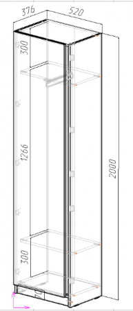 Шкаф-пенал на 1 дверь ViA- Таун Т-5